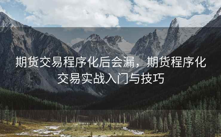 期货交易程序化后会漏，期货程序化交易实战入门与技巧