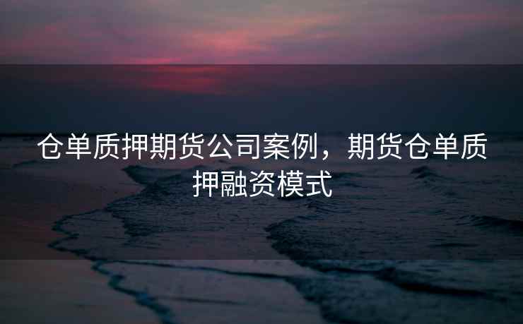 仓单质押期货公司案例，期货仓单质押融资模式